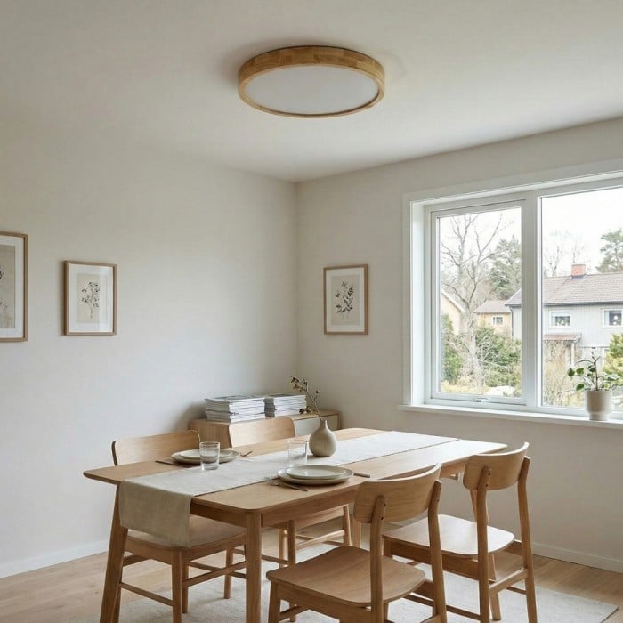 Lámpara de techo LignoForma con forma geométrica - Lámpara de techo LED de madera contemporánea para dormitorio y salón HL2449