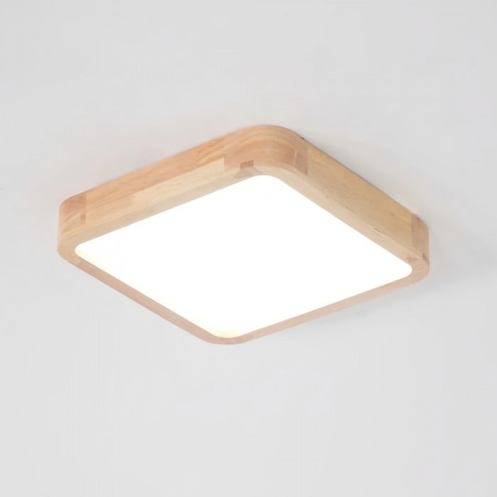 Lámpara de techo LignoForma con forma geométrica - Lámpara de techo LED de madera contemporánea para dormitorio y salón HL2449