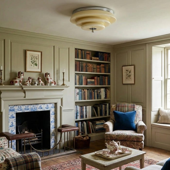 Mallew Flush Mount Ceiling Light - Layered Wave Silhouette Vintage Style Lamp for Indoor Use HL2451