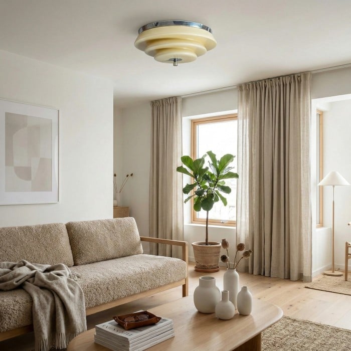 Mallew Flush Mount Ceiling Light - Layered Wave Silhouette Vintage Style Lamp for Indoor Use HL2451