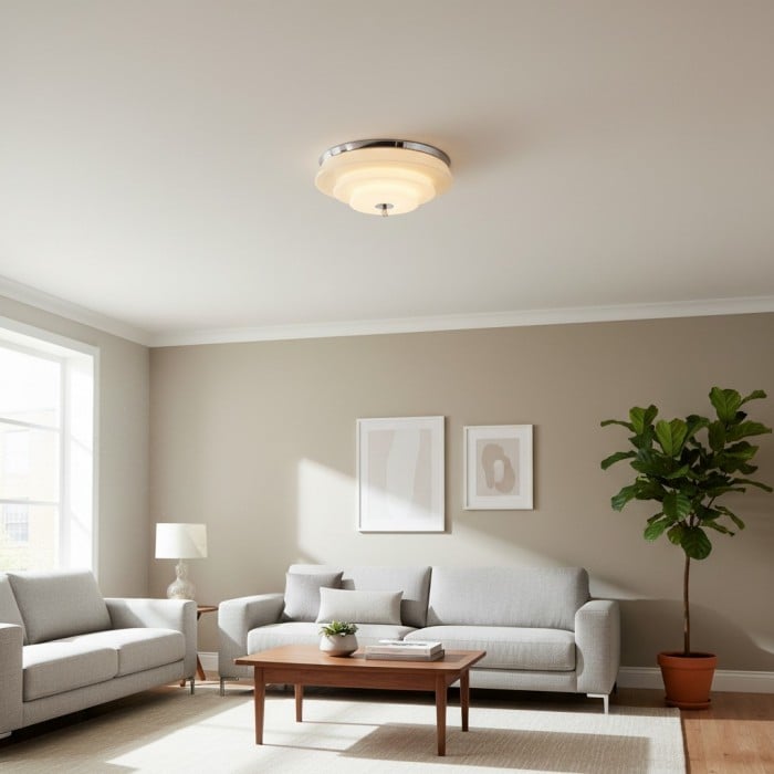 Mallew Flush Mount Ceiling Light - Layered Wave Silhouette Vintage Style Lamp for Indoor Use HL2451