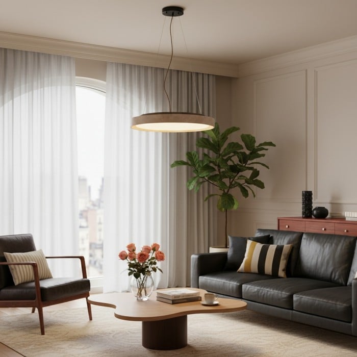 Miravelle Minimalistische Pendelleuchte mit Natursteinschirm für Esszimmer HL2464