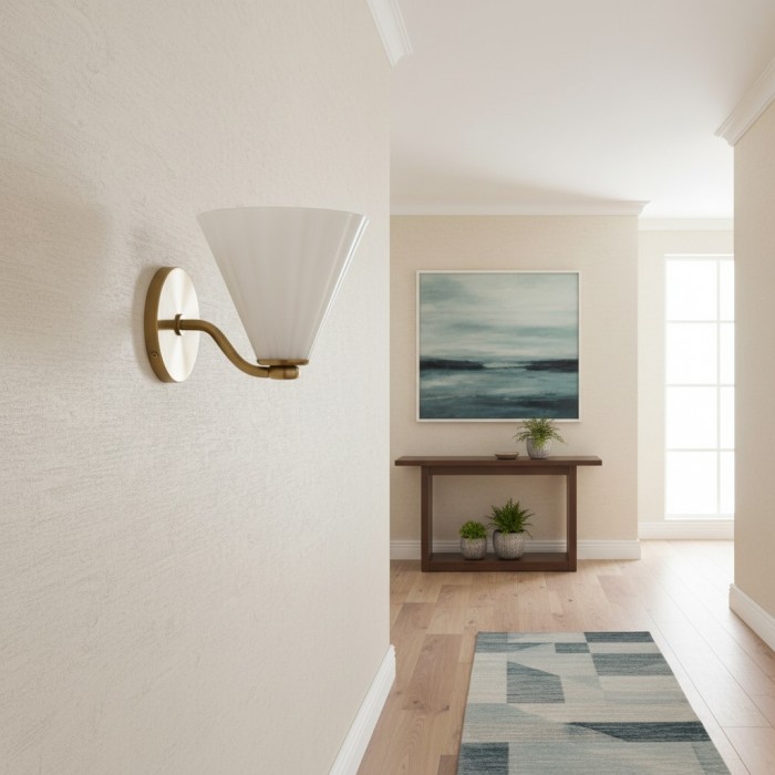 Mivie Moderne Wandlamp met Geribbeld Melkglas - Compact Profiel voor Slaapkamers en Gang HL2507