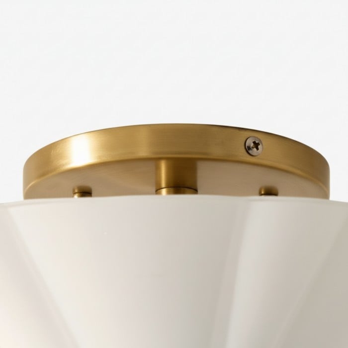 Lámpara de techo empotrada Mivie Streamlined - Cristal ondulado vintage y bronce champán para salas de estar modernas HL2508