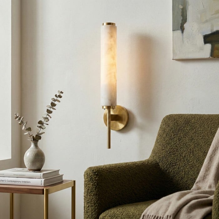 Solaryx Moderne Alabaster Wandlamp - Sculpturale Woonkamerlamp HL2475