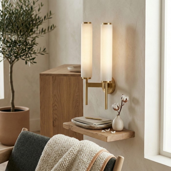 Solaryx Moderne Alabaster Wandlamp - Sculpturale Woonkamerlamp HL2475