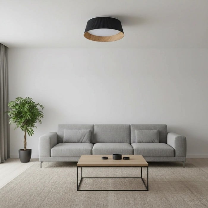 Ribravo Moderne Deckenleuchte mit geripptem, strukturiertem Schirm – Moderne minimalistische Lampe für das Wohnzimmer HL2497