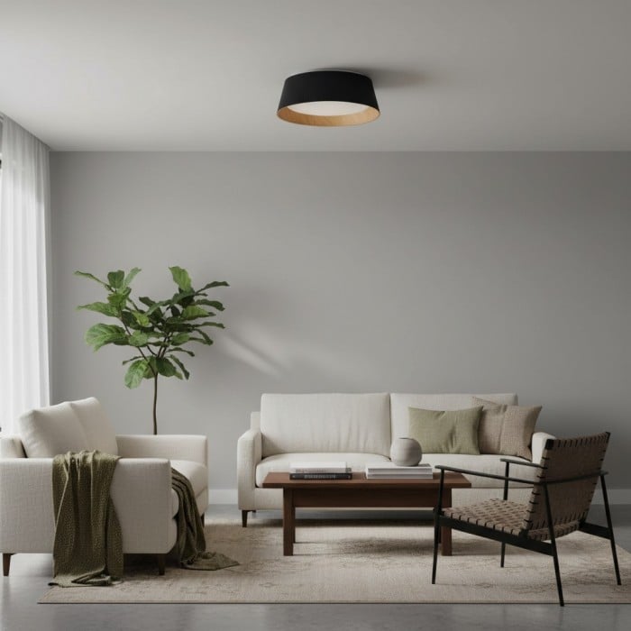 Ribravo Moderne Deckenleuchte mit geripptem, strukturiertem Schirm – Moderne minimalistische Lampe für das Wohnzimmer HL2497