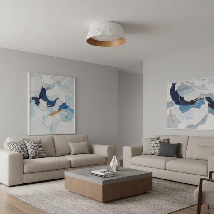 Ribravo Moderne Deckenleuchte mit geripptem, strukturiertem Schirm – Moderne minimalistische Lampe für das Wohnzimmer HL2497