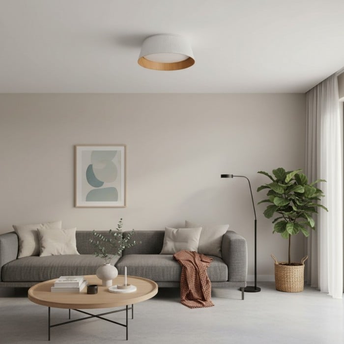Ribravo Moderne Deckenleuchte mit geripptem, strukturiertem Schirm – Moderne minimalistische Lampe für das Wohnzimmer HL2497