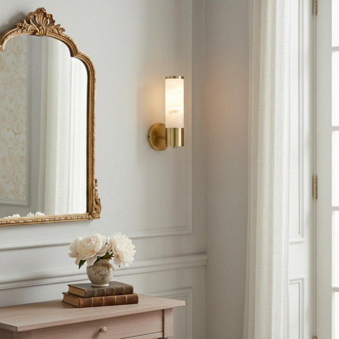 Nexorae Moderne Alabaster Wandlamp Sculpturaal Verticaal Ontwerp voor Woonkamer Slaapkamer Hal HL2474