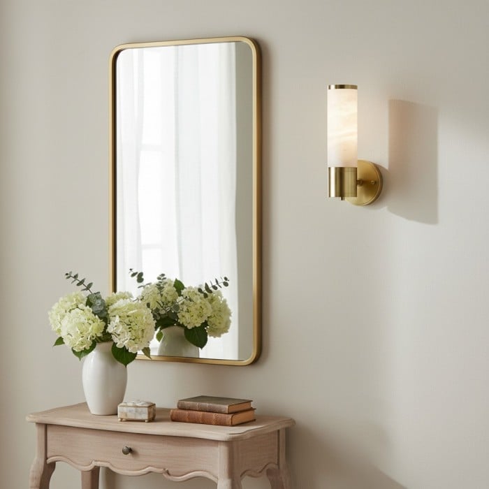 Nexorae Moderne Alabaster Wandlamp Sculpturaal Verticaal Ontwerp voor Woonkamer Slaapkamer Hal HL2474