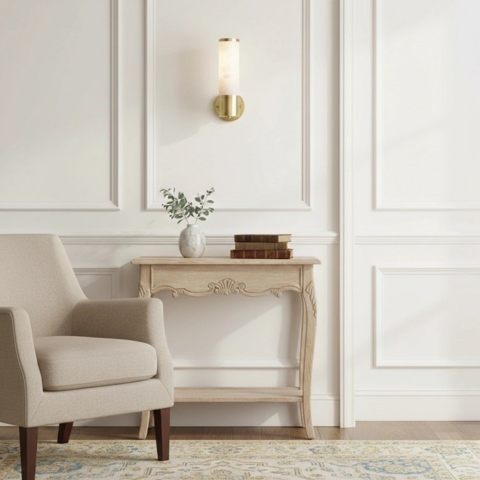 Nexorae Moderne Alabaster Wandlamp Sculpturaal Verticaal Ontwerp voor Woonkamer Slaapkamer Hal HL2474