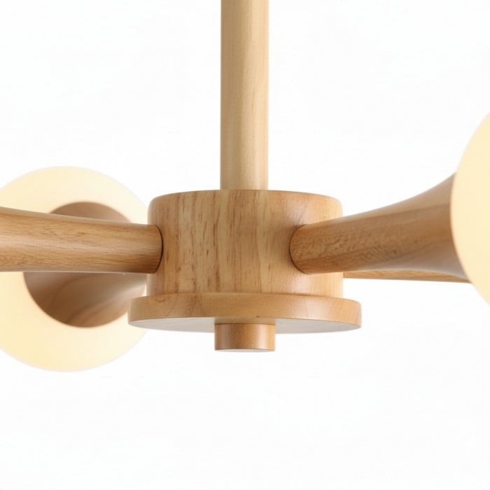 Novalune kroonluchter met meerdere glazen bollen en houten frame - Japanse Zen-stijl voor de woonkamer HL2495