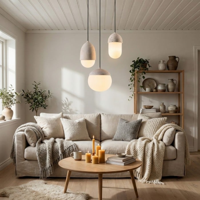 Orbaltis Modern Orb Cluster Pendant - Natural Stone and Glass Hanging Lamp for Living or Kitchen HL2448