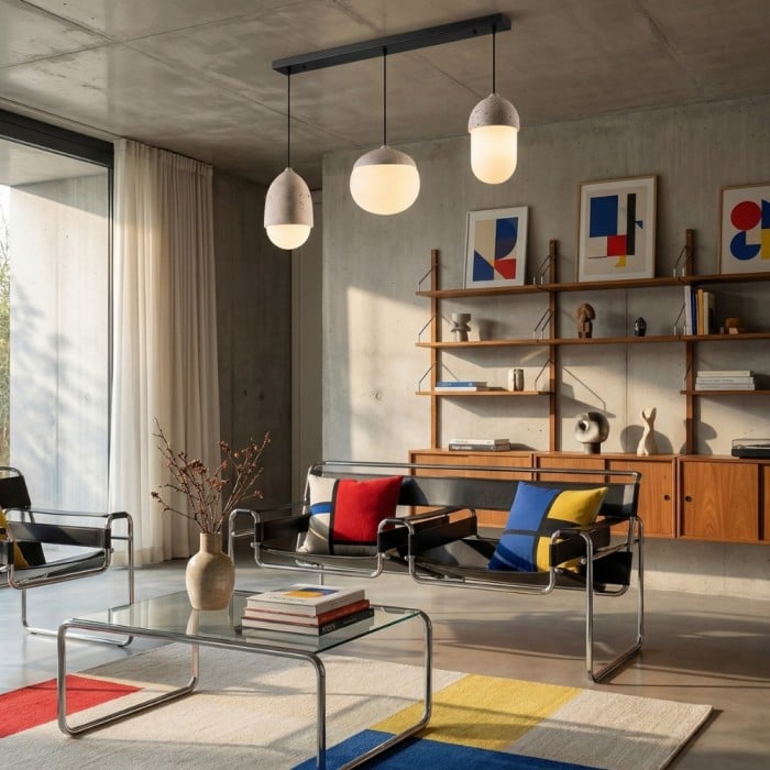 Orbaltis Modern Orb Cluster Pendant - Natural Stone and Glass Hanging Lamp for Living or Kitchen HL2448