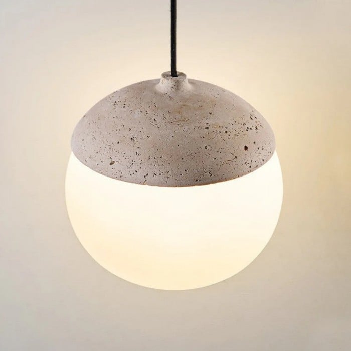 Orbaltis Modern Orb Cluster Pendant - Natural Stone and Glass Hanging Lamp for Living or Kitchen HL2448