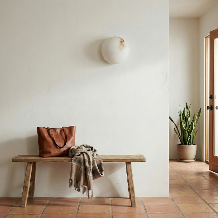 OrbisMuse Elegante wandlamp met bolvormige kap van natuursteen - Minimalistische verlichting voor gangen HL2493