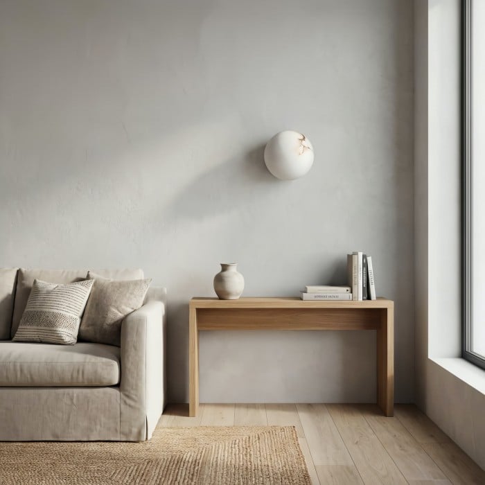 OrbisMuse Elegante wandlamp met bolvormige kap van natuursteen - Minimalistische verlichting voor gangen HL2493