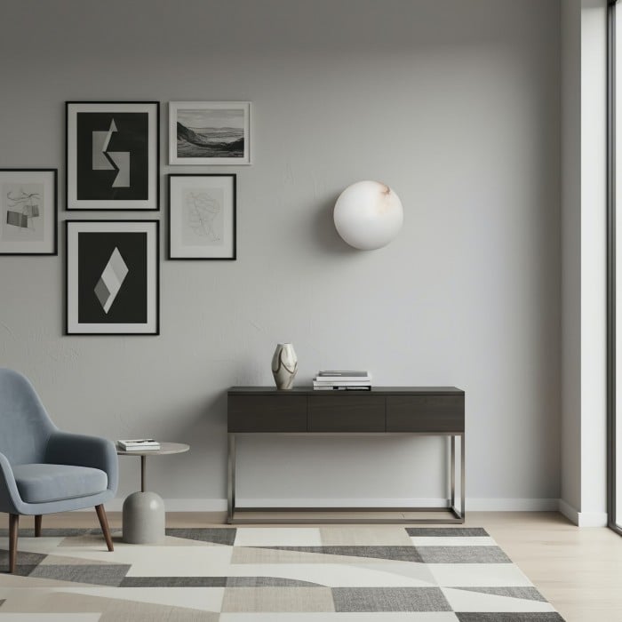 OrbisMuse Elegante wandlamp met bolvormige kap van natuursteen - Minimalistische verlichting voor gangen HL2493