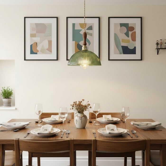 Ribilux Rippen-Pendelleuchte – Vintage-Glas und Metall für Küche und Esszimmer HL2461