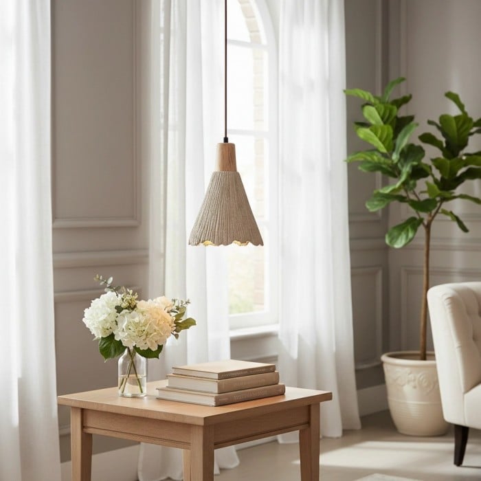 Lampada a sospensione plissettata Solaraeon, stile moderno industriale, ideale per sale da pranzo e soggiorni (HL2471).