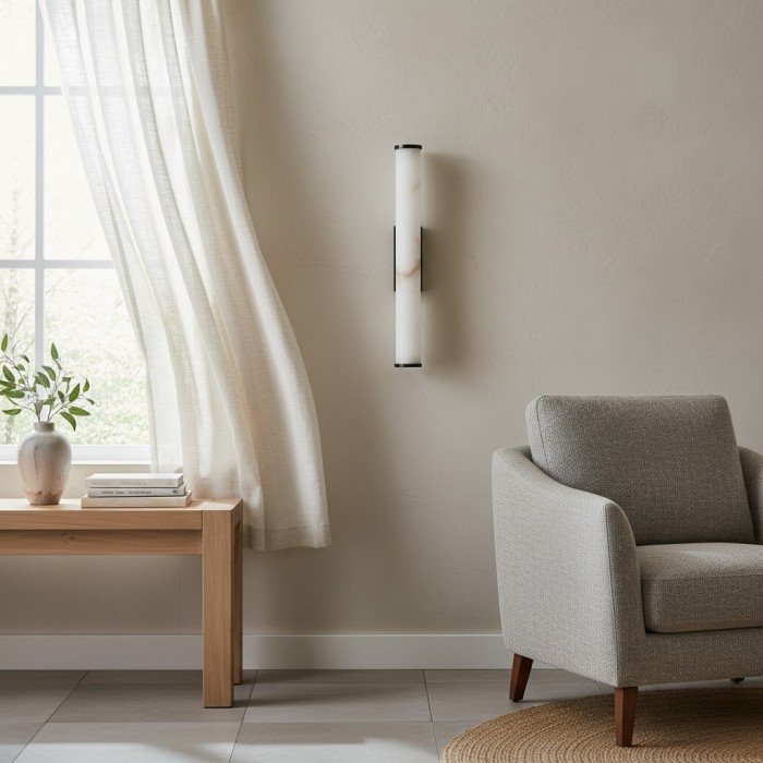 Solaryx Moderne Alabaster Wandlamp - Verlichting voor Slaapkamer en Woonkamer HL2484