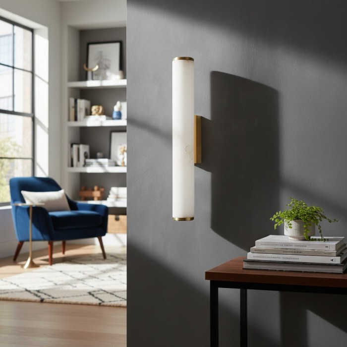 Solaryx Moderne Alabaster Wandlamp - Verlichting voor Slaapkamer en Woonkamer HL2484