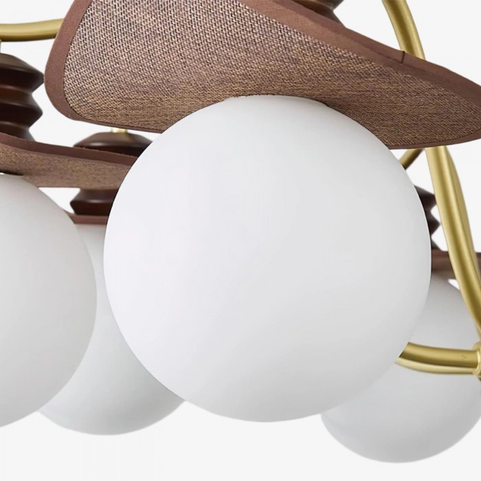 Solvane kroonluchter met meerdere armen en glazen kappen - Retro decoratieve verlichting voor de eetkamer HL2459