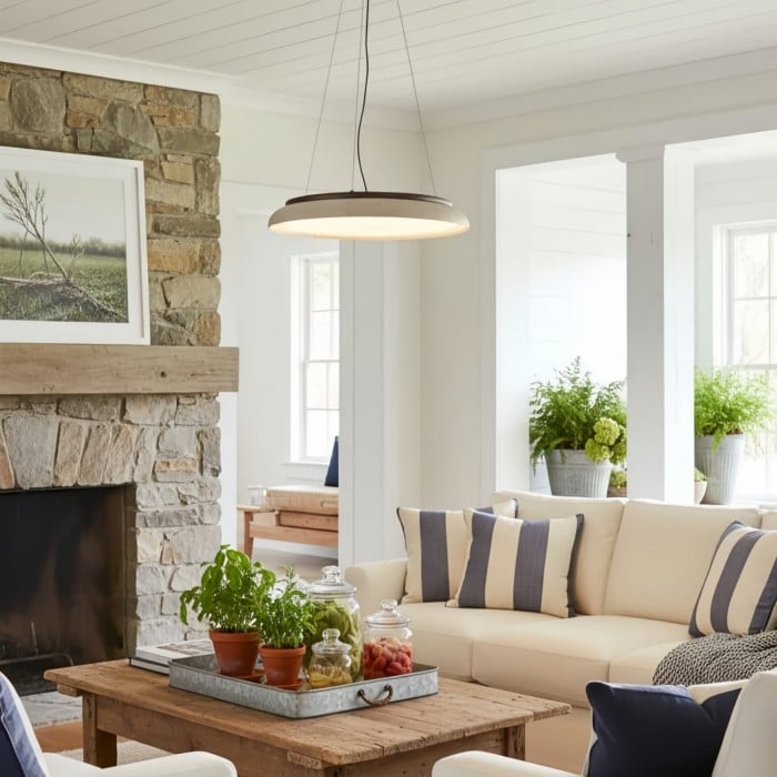 Lámpara colgante Torvella Travertine Ring - Lámpara escultural minimalista para interiores modernos HL2472