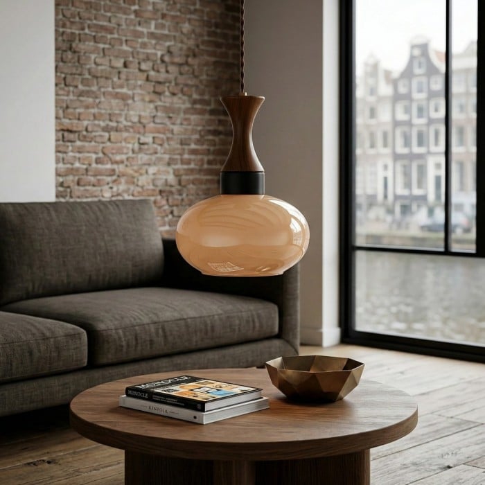 Velora Scandinavische hanglamp in boerderijstijl met glazen kap, modern ontwerp met stekker HL2503