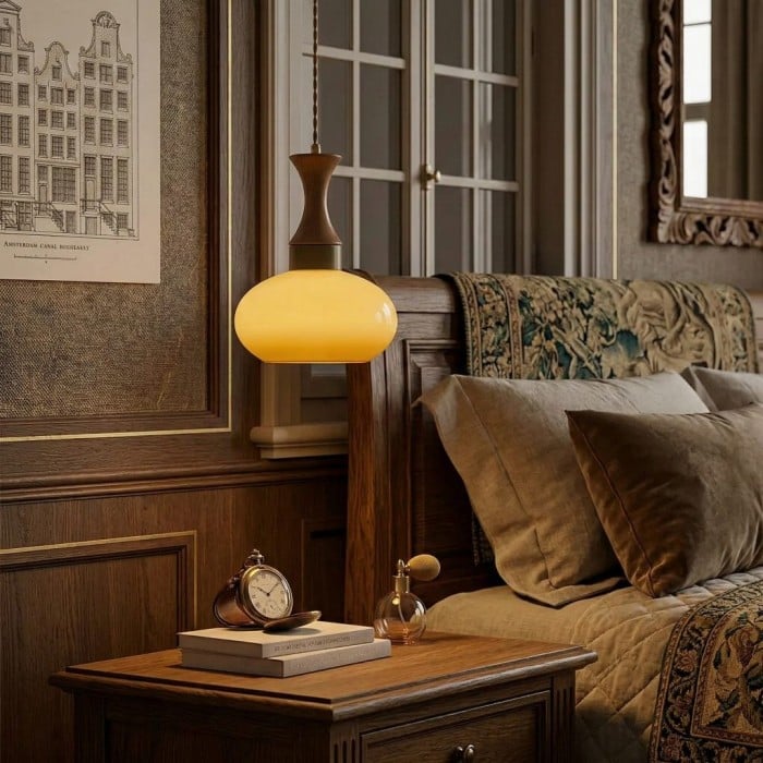 Velora Scandinavische hanglamp in boerderijstijl met glazen kap, modern ontwerp met stekker HL2503