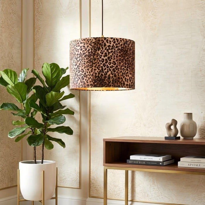 Wildlux Leopard Pattern Statement Drum Lampshade - Decorative Fabric Shade for Home Interiors HL2463
