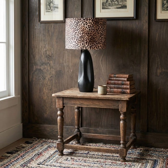 Wildlux Leopard Pattern Statement Drum Lampshade - Decorative Fabric Shade for Home Interiors HL2463