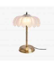 Lampada da tavolo Aurebron con base in metallo e vetro scanalato - Lampada da tavolo moderna e decorativa per soggiorno HL2486