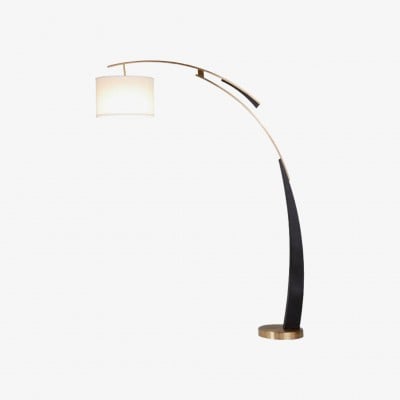 Lámpara de pie moderna AstraLoop con forma de arco y tela: elegante diseño curvo de metal para interiores HL2480