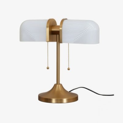 Aurebron Tafellamp met geribbeld glas - Moderne decoratieve tafellamp met metalen voet voor de woonkamer HL2486