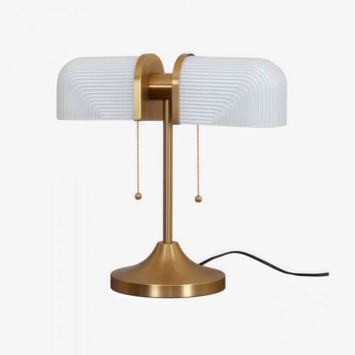 Lampada da tavolo Aurebron con base in metallo e vetro scanalato - Lampada da tavolo moderna e decorativa per soggiorno HL2486