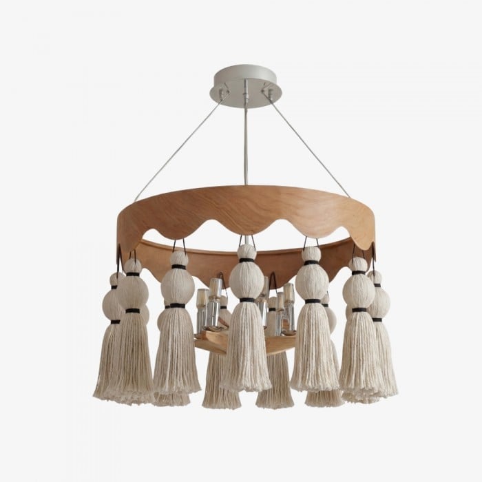 FringeAura Boho Kwastjes Kroonluchter - Grote Kroonluchter met Katoenen Franjes voor Eet- en Woonkamer HL2450