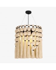 Novalune kroonluchter met meerdere glazen bollen en houten frame - Japanse Zen-stijl voor de woonkamer HL2495