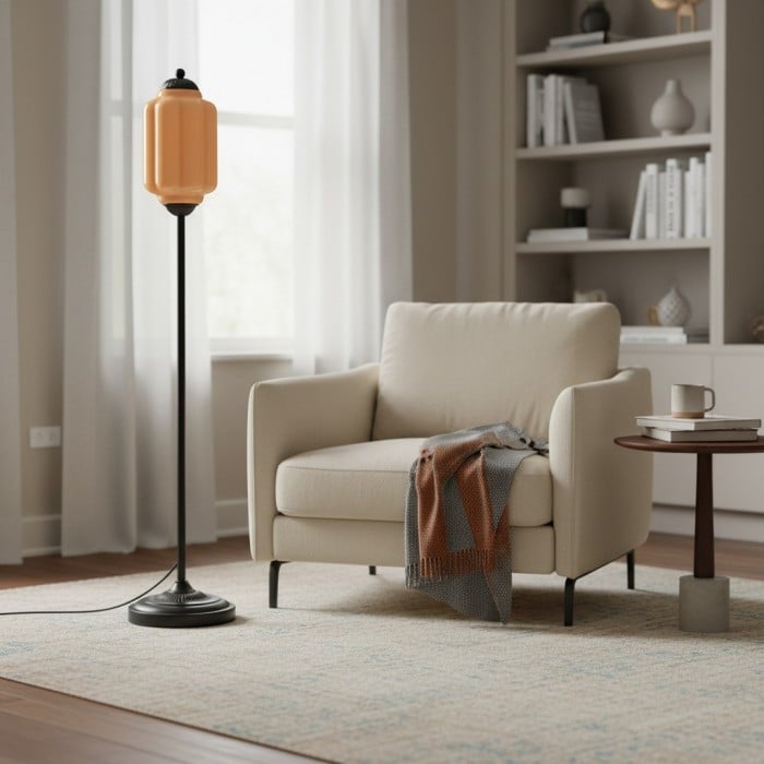 Lampa podłogowa Eloise z teksturowanego szkła inspirowana dynią – organiczna sztuka i styl retro do salonów HL2510