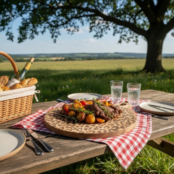 Lepwood Premium Schneidebrett aus Mangoholz mit Leopardenmuster für stilvolles Tischarrangement und Unterhaltung HL2509