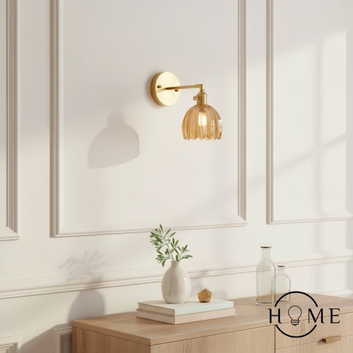 Vintage Glas Blomknopp Tulip Vägglampa HL211