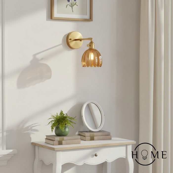 Vintage Glas Blomknopp Tulip Vägglampa HL211