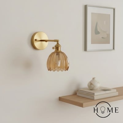 Lámpara de pared vintage con tulipanes y capullos de flores de cristal HL211