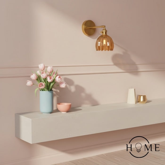 Vintage Glas Blomknopp Tulip Vägglampa HL211