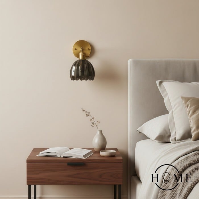 Vintage Glas Blomknopp Tulip Vägglampa HL211