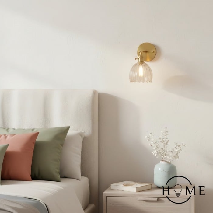 Vintage Glas Blomknopp Tulip Vägglampa HL211