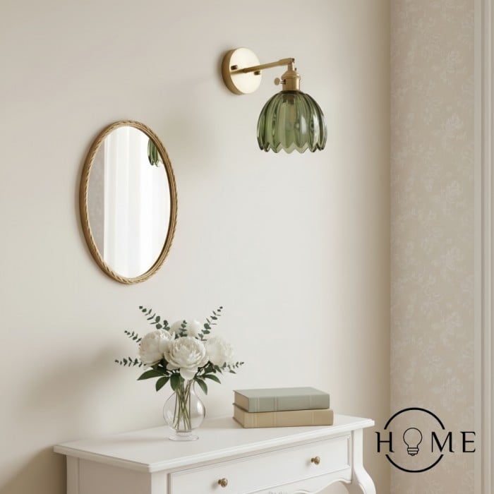 Vintage Glas Blomknopp Tulip Vägglampa HL211