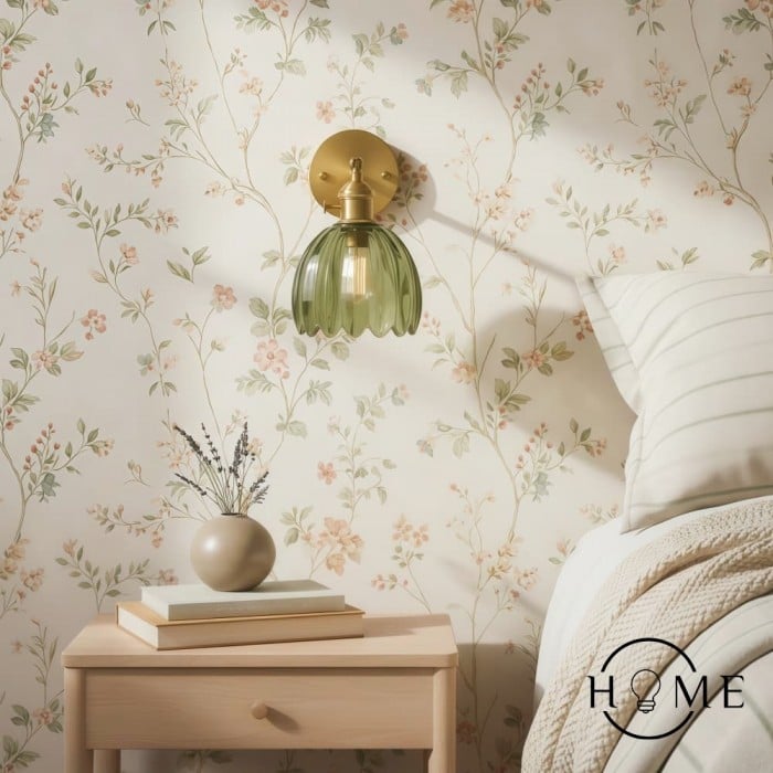 Vintage Glas Blomknopp Tulip Vägglampa HL211